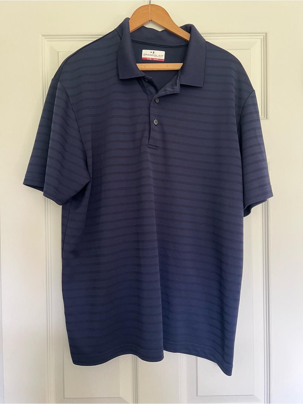 Grand Slam Men's Navy Stripe Polo Shirt- XL